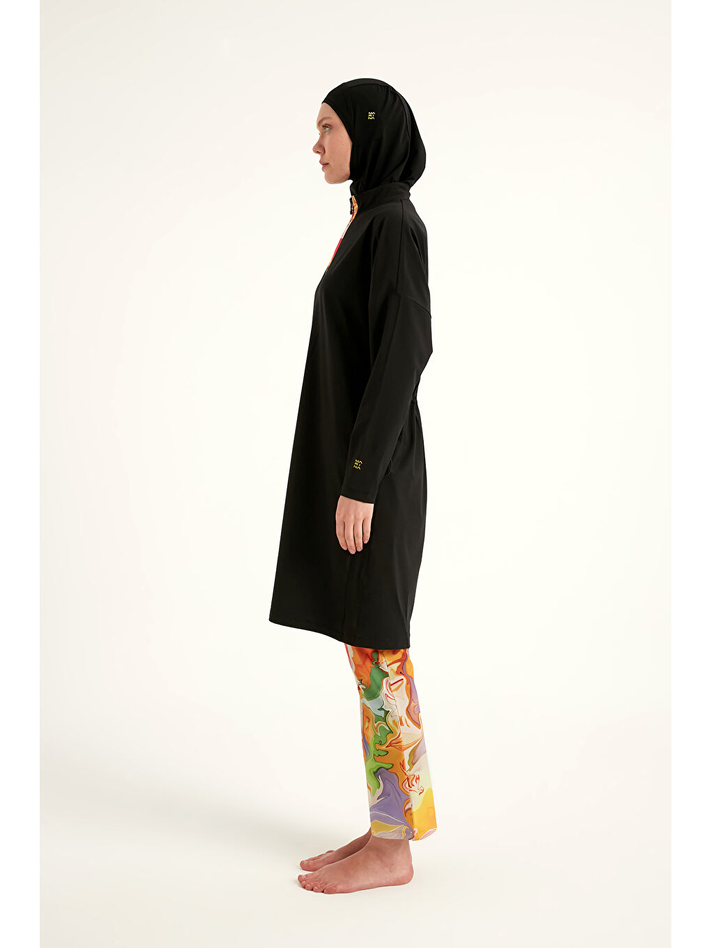 Siyah Tam Kapalı Tesettür Mayo Anne-Kız Kombinli M2525-3