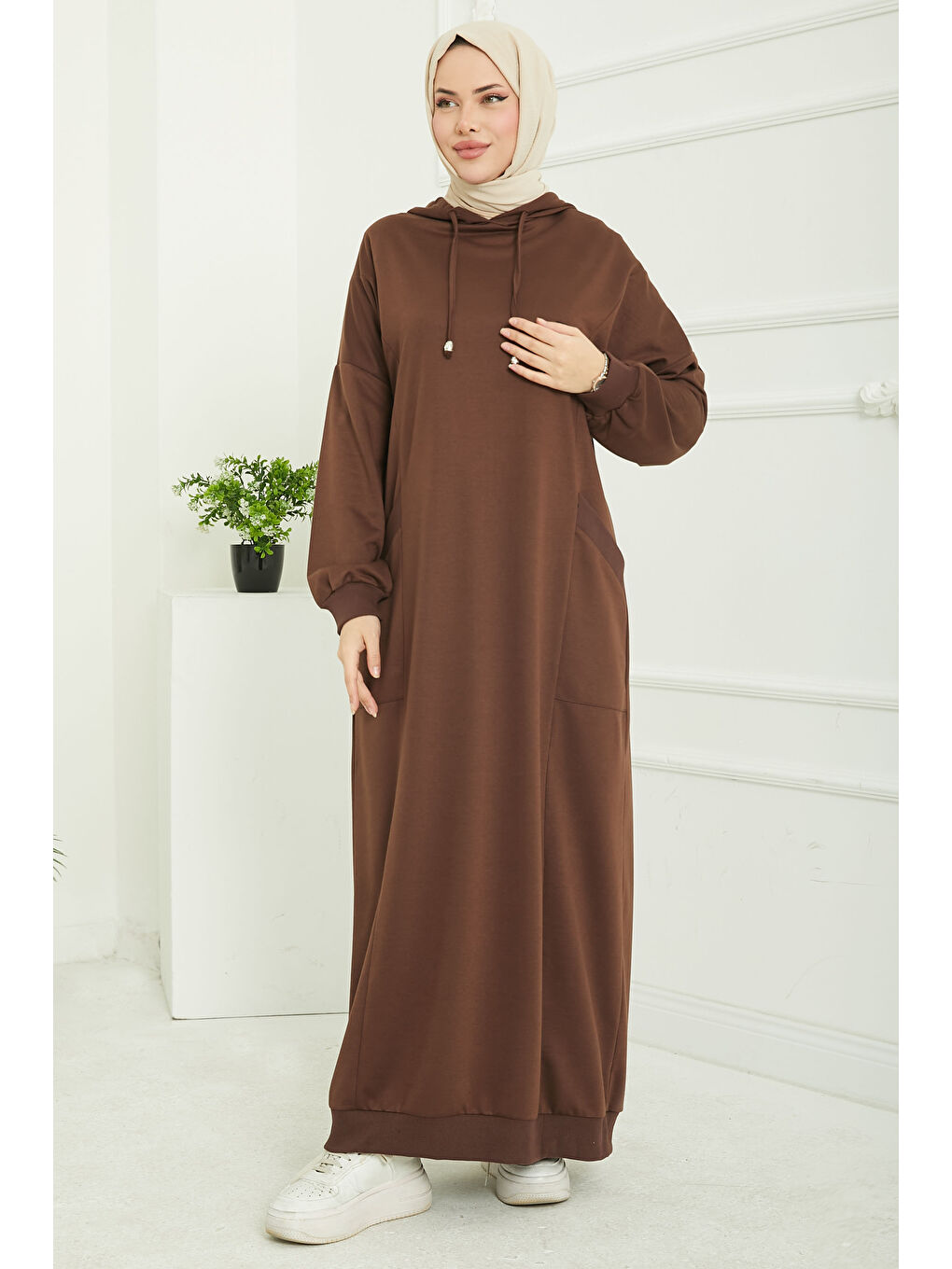 Kahverengi Cepli Armalı Elbise Kahve - 27048-1