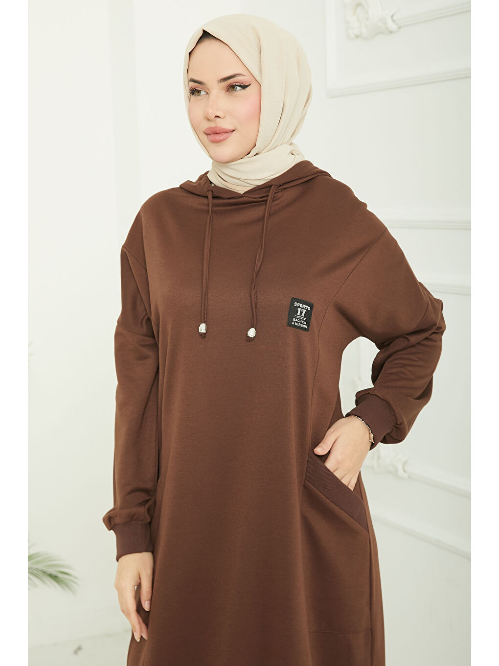 Kahverengi Cepli Armalı Elbise Kahve - 27048-2