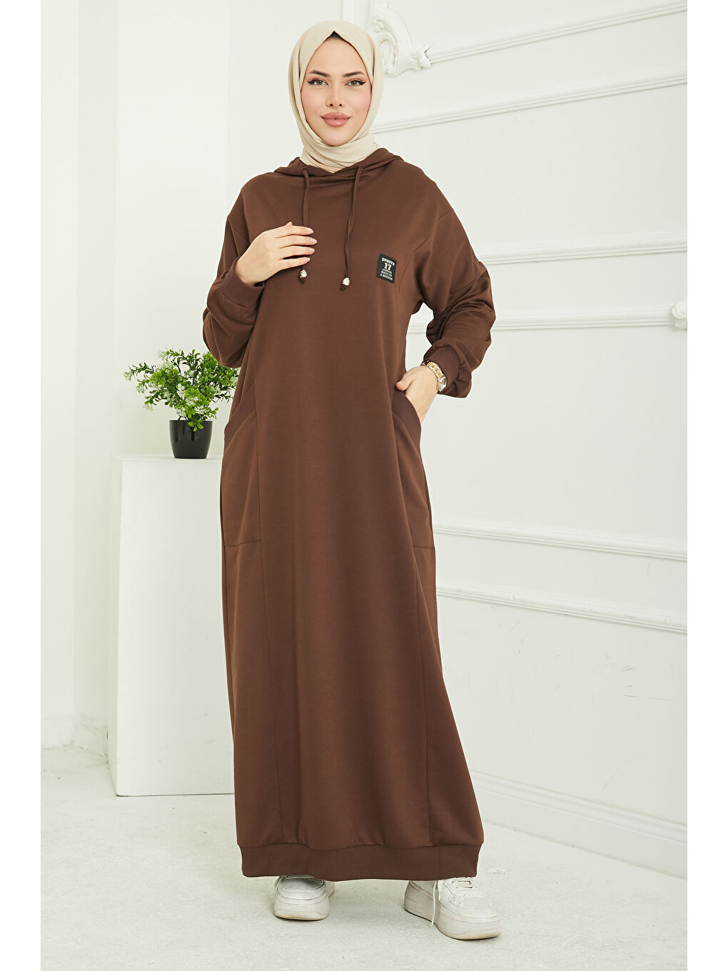 Kahverengi Cepli Armalı Elbise Kahve - 27048-3