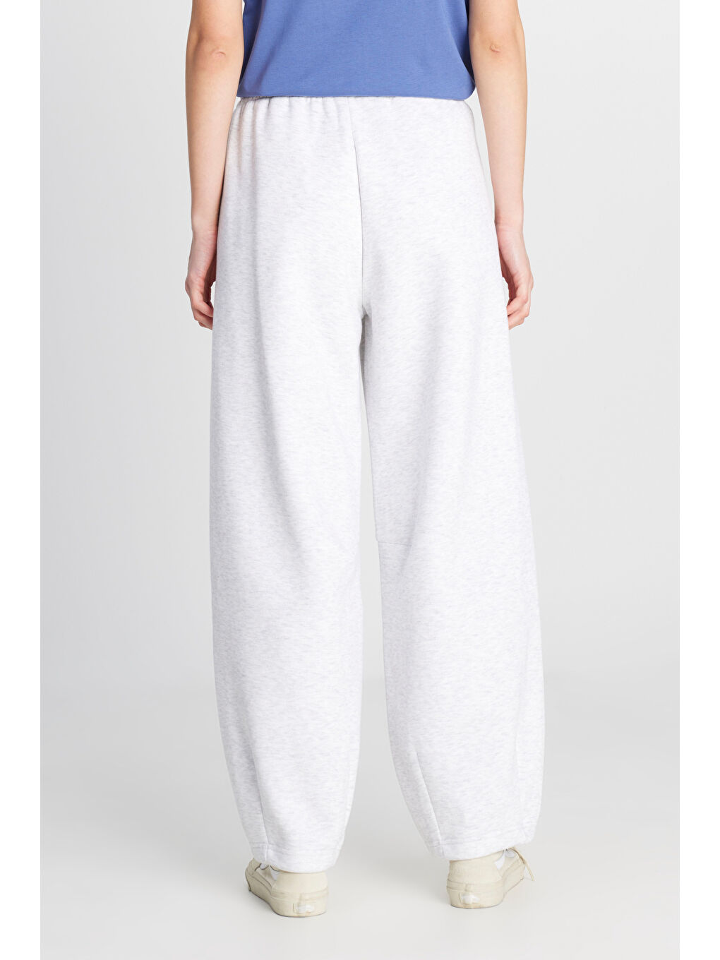 Loose Fit Rahat Kesim İçi Polarlı Gri Melanj Sweatpant Eşofman Altı-3