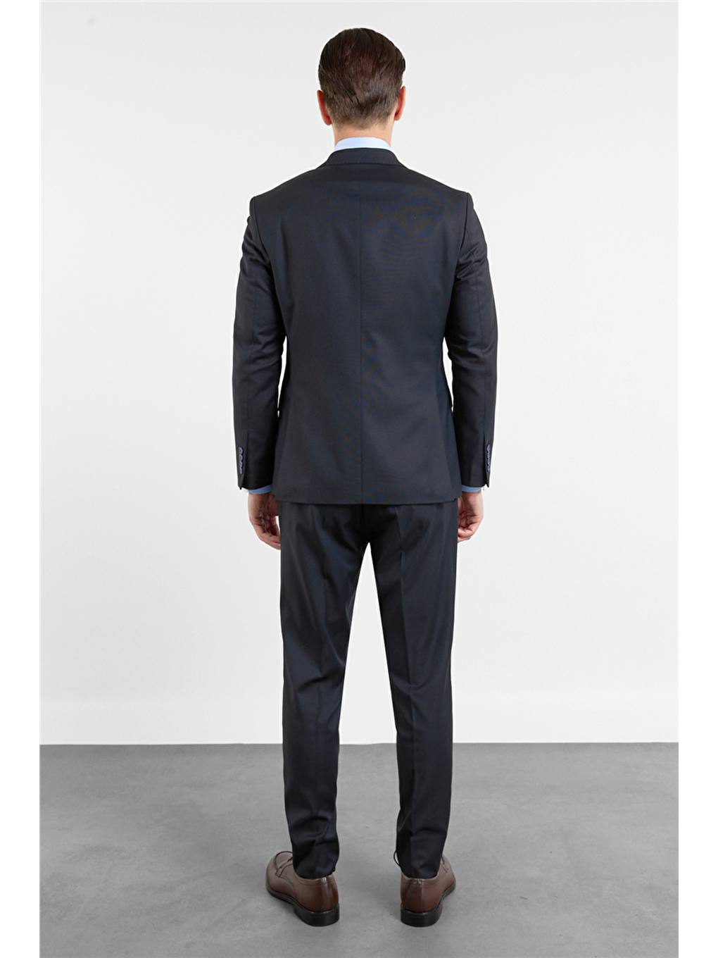 Lacivert Kılıç Yaka Düz Desen 6 Drop Slim Fit Esnek Takım Elbise 1001260153-4