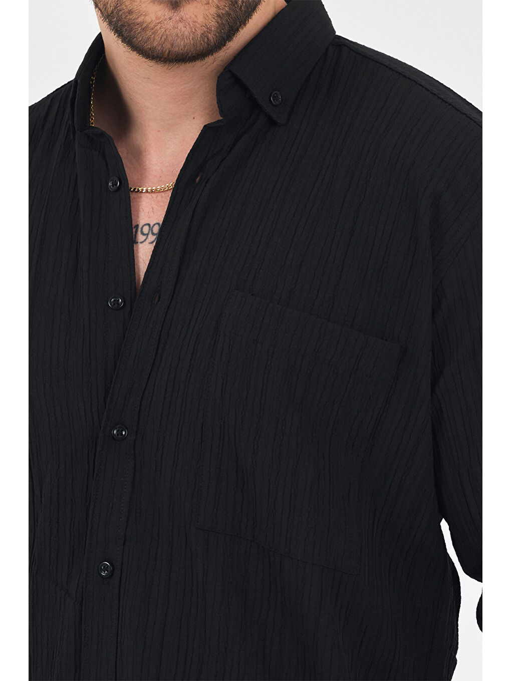 Erkek Krinkıl Siyah Gömlek-3