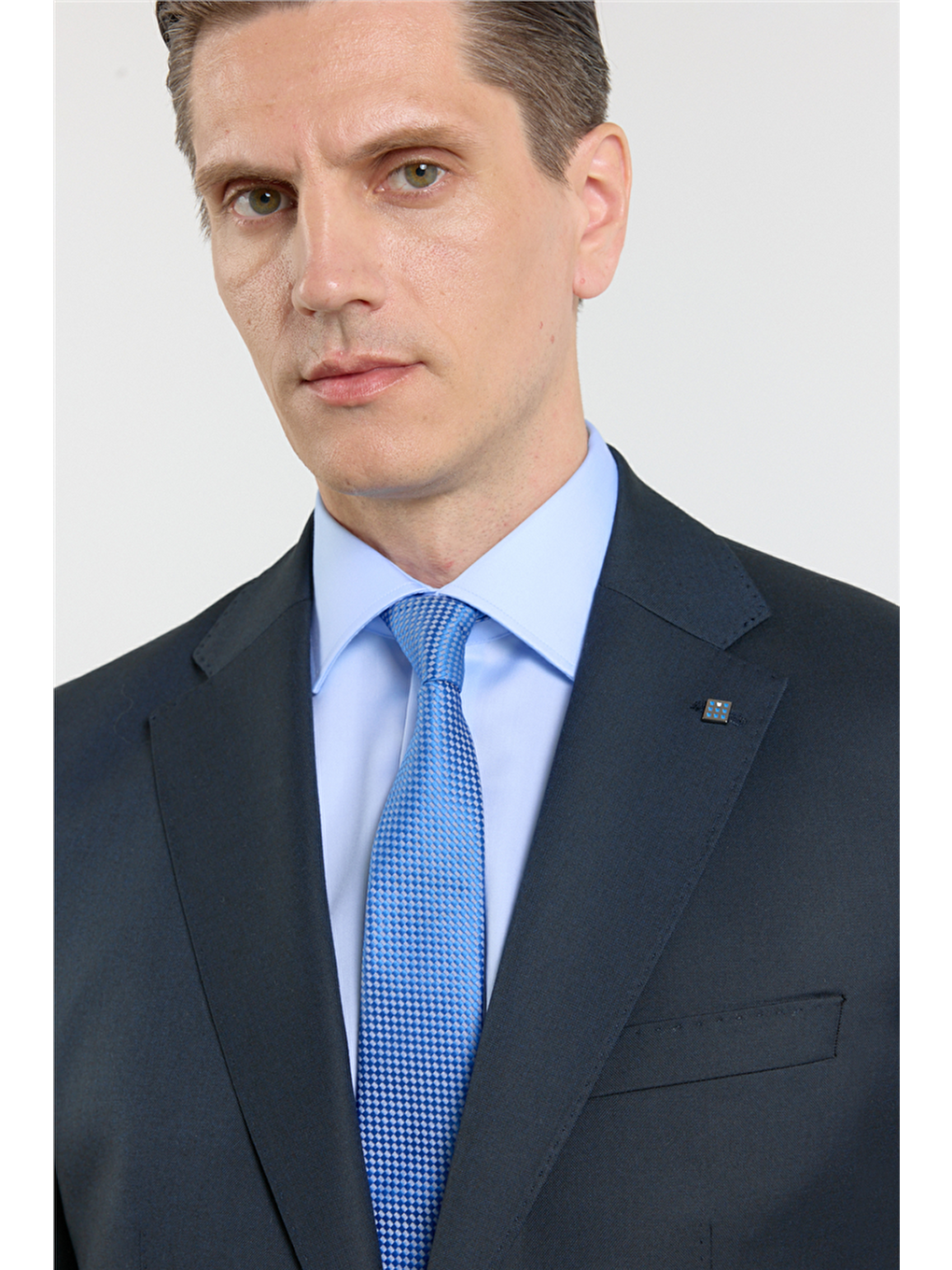 Lacivert Mono Yaka Düz Desen 6 Drop Comfort Fit Esnek Bel Takım Elbise 1001260151-4