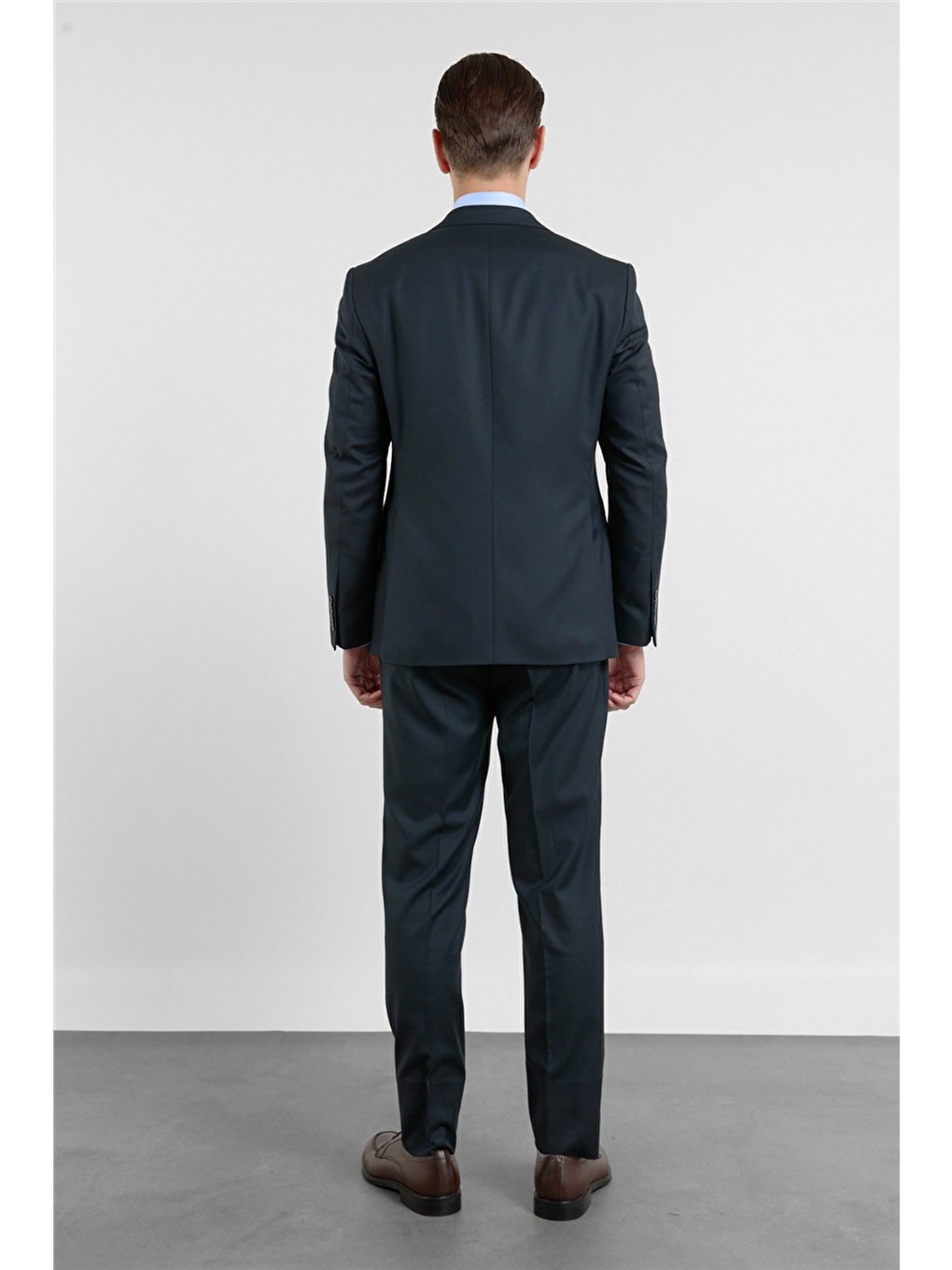 Lacivert Mono Yaka Düz Desen 6 Drop Comfort Fit Esnek Bel Takım Elbise 1001260151-5