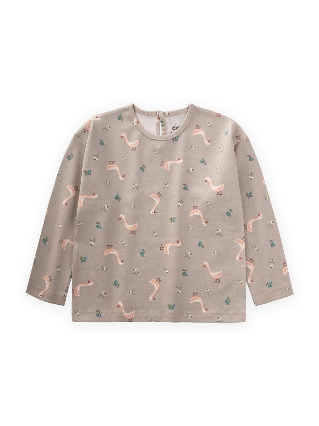 Bej Desenli Mevsimlik Kız T-Shırt 1-6 Yaş S Vizon