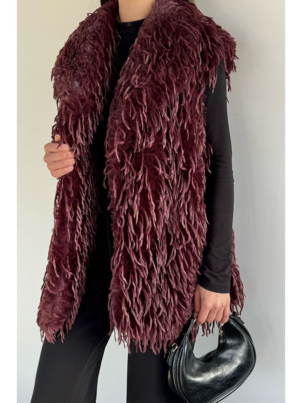 Bordo Kadın Astarlı Püsküllü Yelek (s-m-l-xl Uyumludur)-1