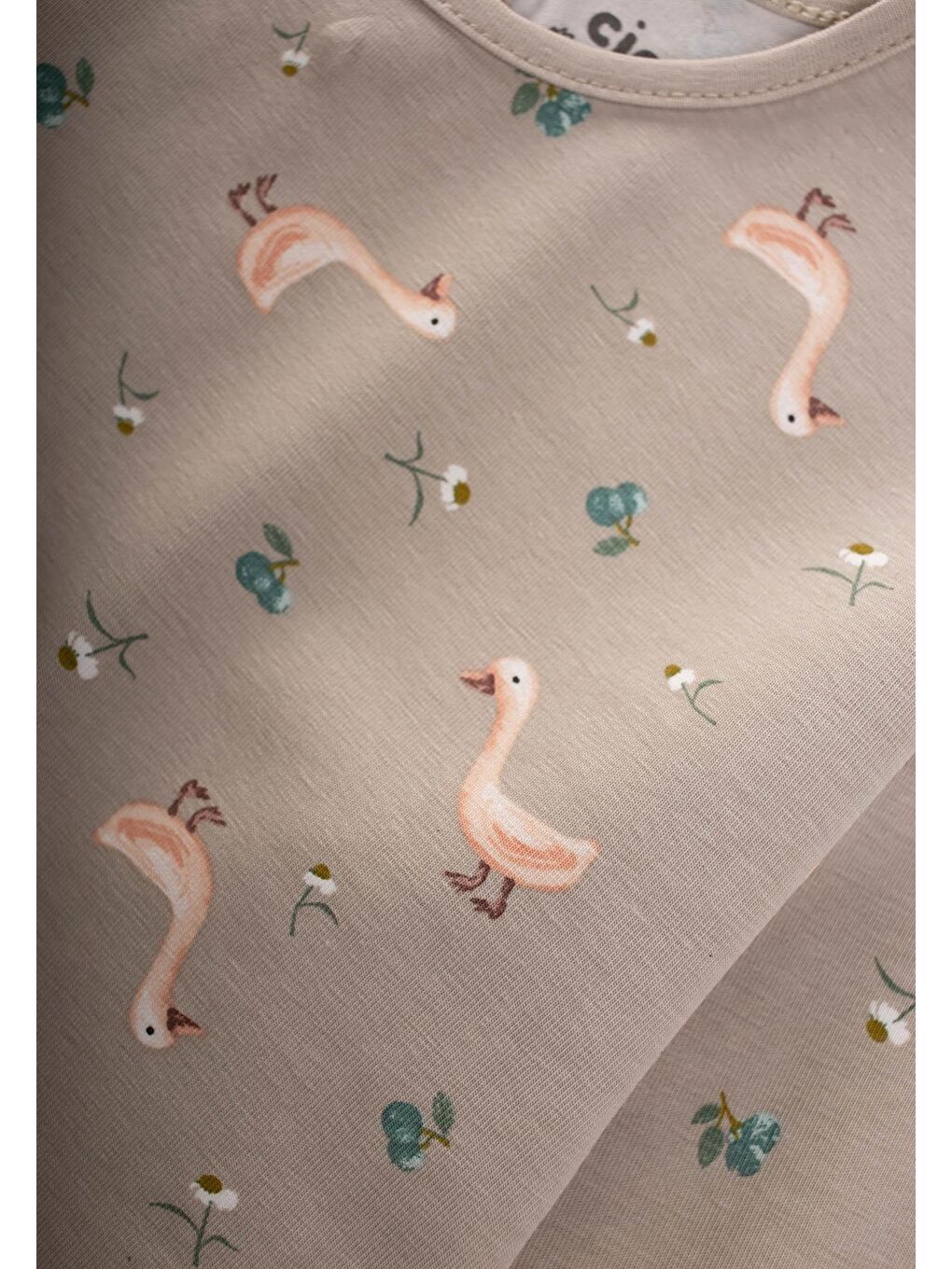 Bej Desenli Mevsimlik Kız T-Shırt 1-6 Yaş S Vizon-2