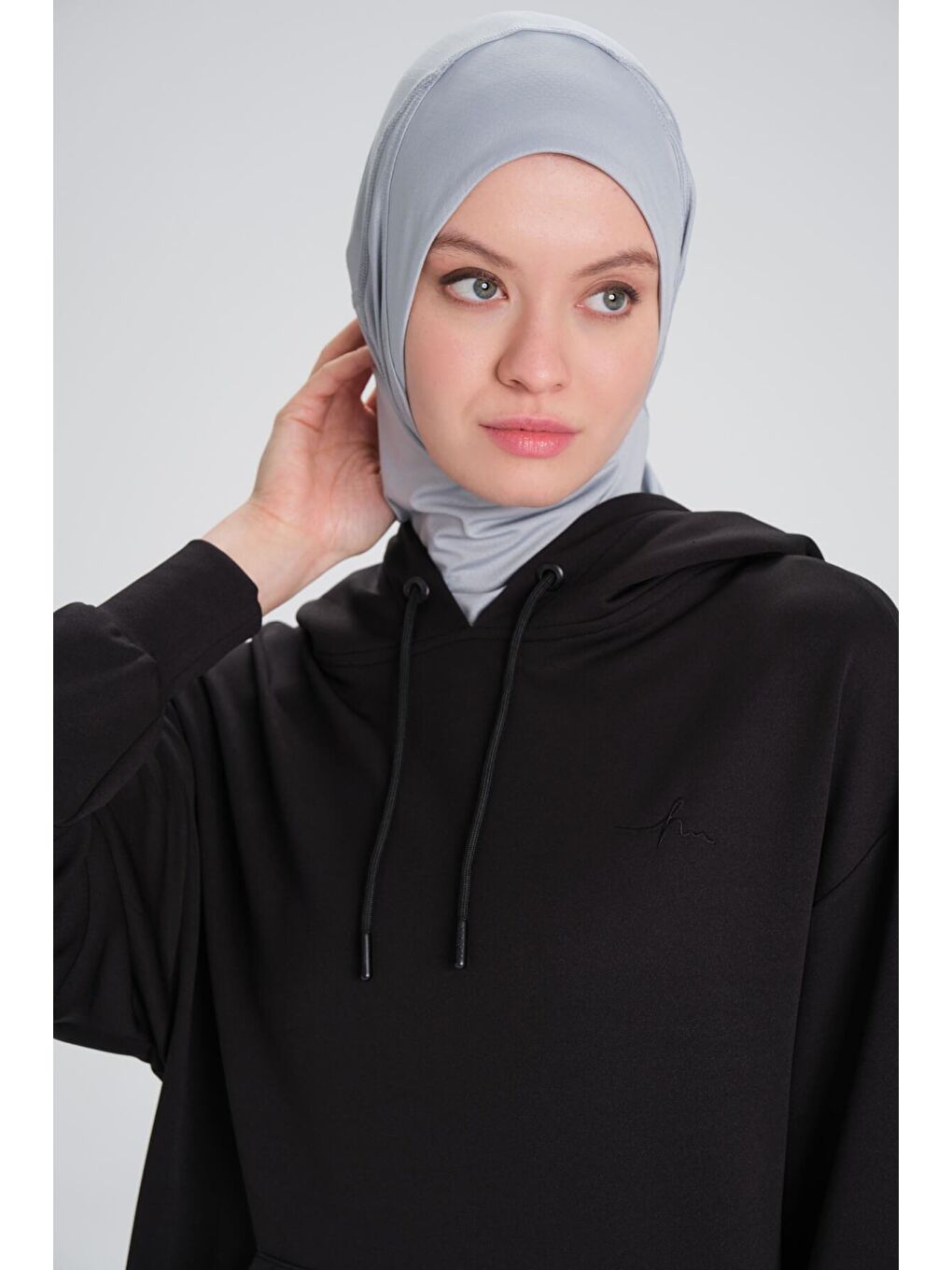 Yumuşak Dokulu Kapüşonlu Siyah Basic Günlük Sweatshirt Act 13-3