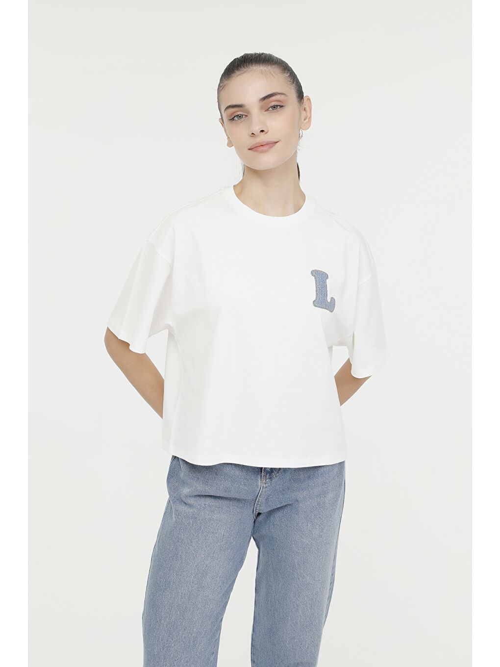 Bej WL DELTA 11MD1082 4FX Ekru Kadın Kısa Kol Tişört