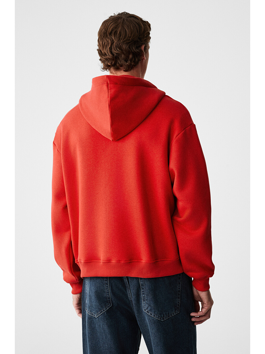 Ashby Erkek Kapüşonlu Fermuarlı Cepli Kordonlu Boxy Kalıp Kırmızı Sweatshirt-6