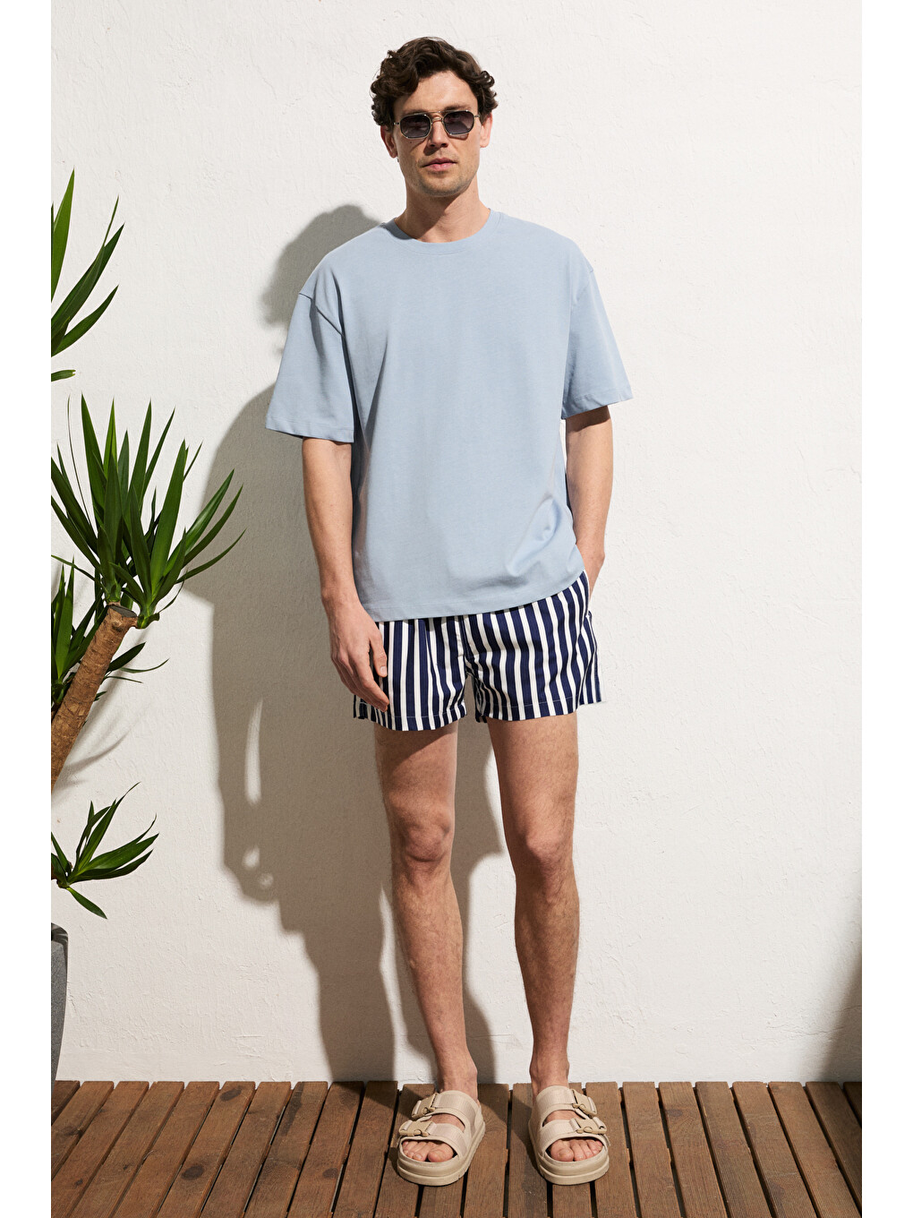Mavi DUNNO Erkek %100 Organik Pamuk Yuvarlak Yakalı Regular Fit MAVİ T-Shirt-3