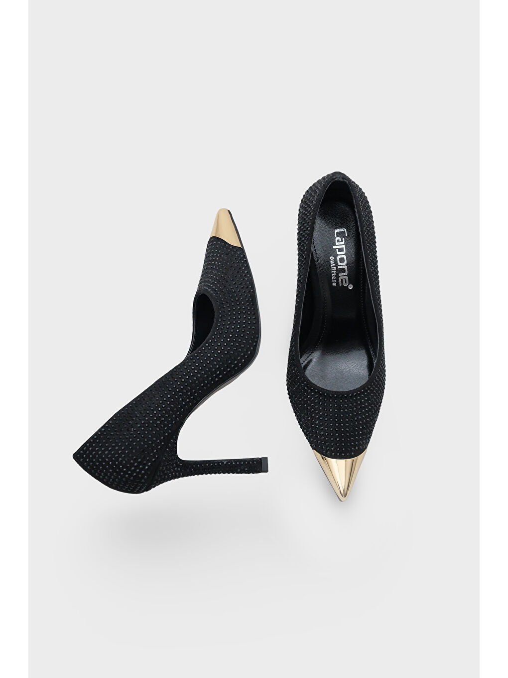 Siyah Olivia Taşlı Sivri Metal Burunlu Orta Topuklu Saten Abiye Stiletto-4