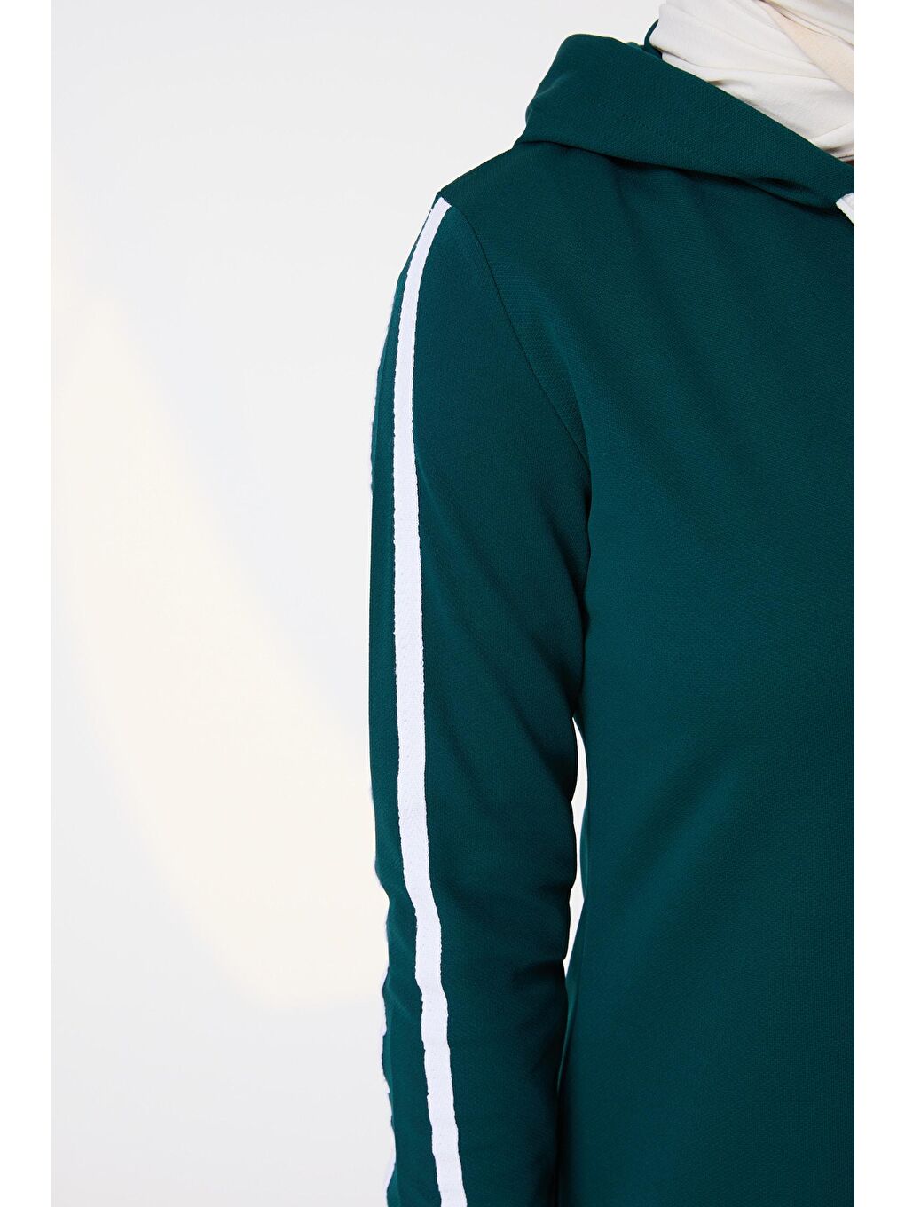 Kapüşonlu Yaka Kadın Yeşil Elbise - 13040-4