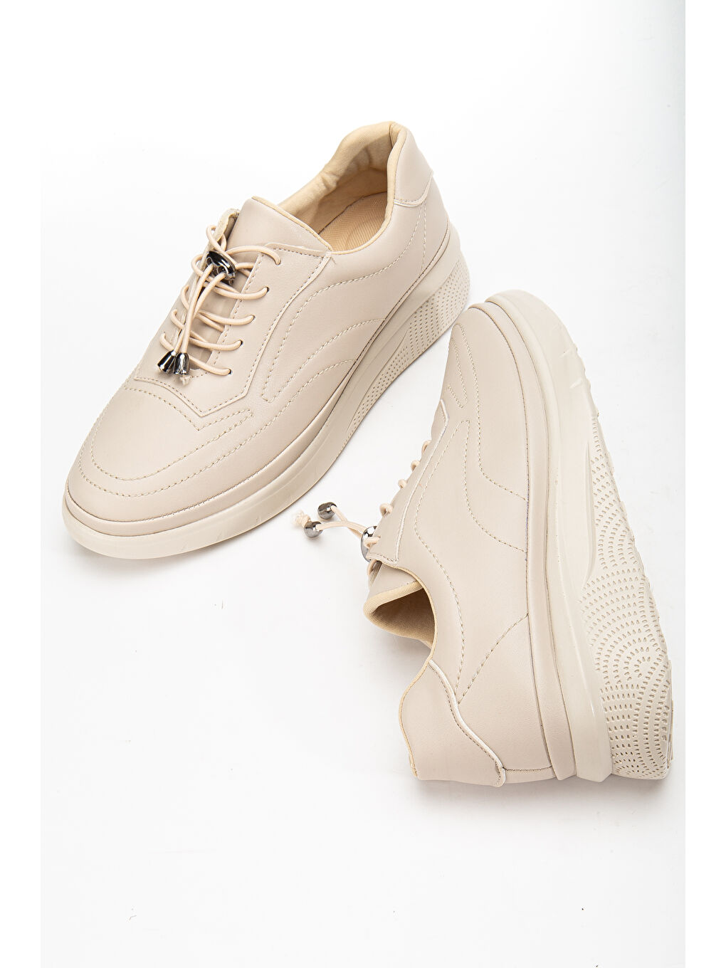 Bej D12221 Günlük Ortopedik Kadın Sneaker Spor Ayakkabı-1