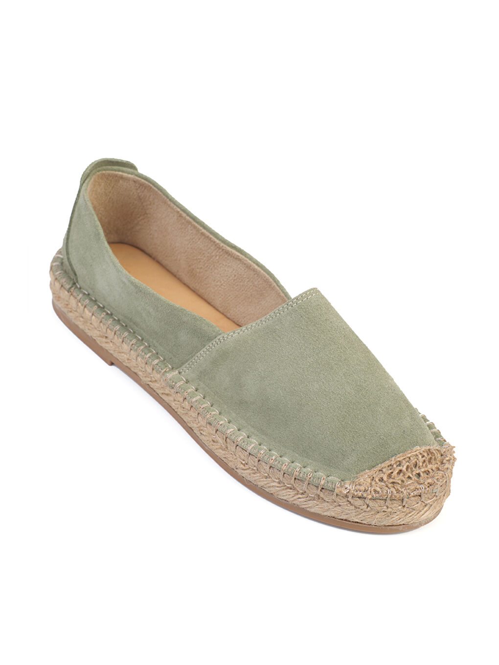 Yeşil Laurie Hakiki Deri Süet Kadın Espadril-1