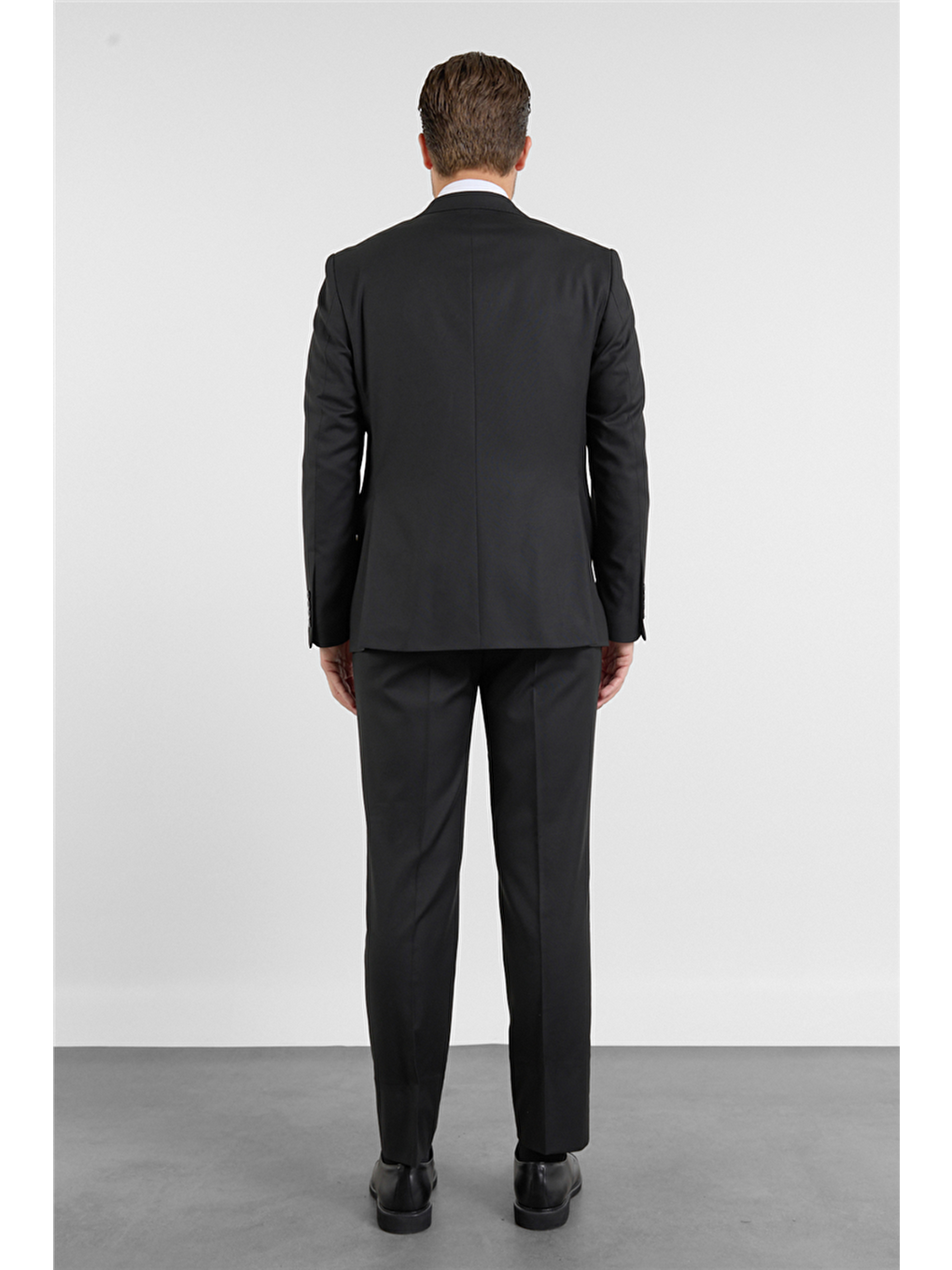 Siyah Mono Yaka Düz Desen 6 Drop Comfort Fit Esnek Bel Takım Elbise 1001260151-5