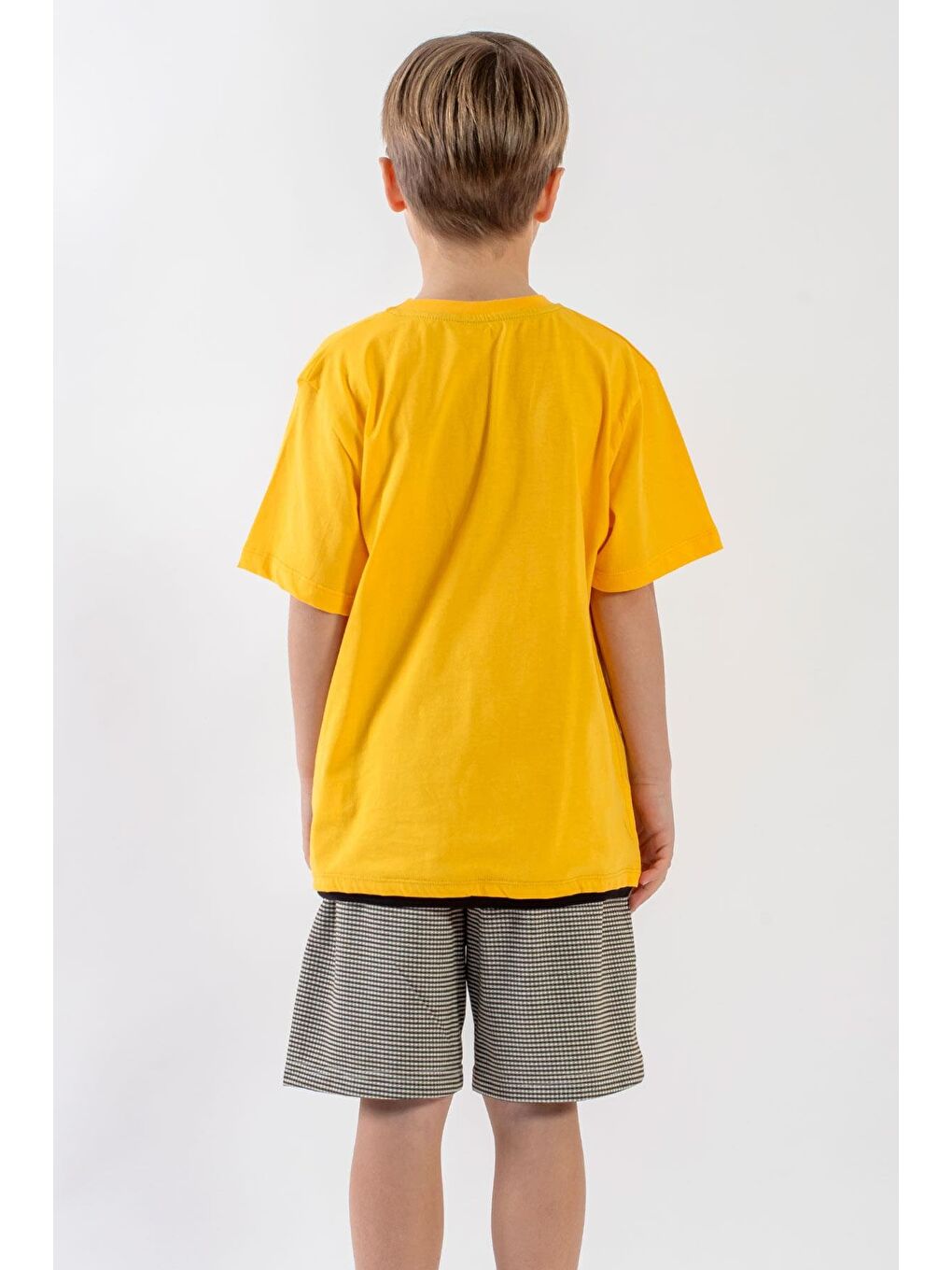 Haki Bisiklet Yaka Erkek Çocuk Şortlu Takım-5