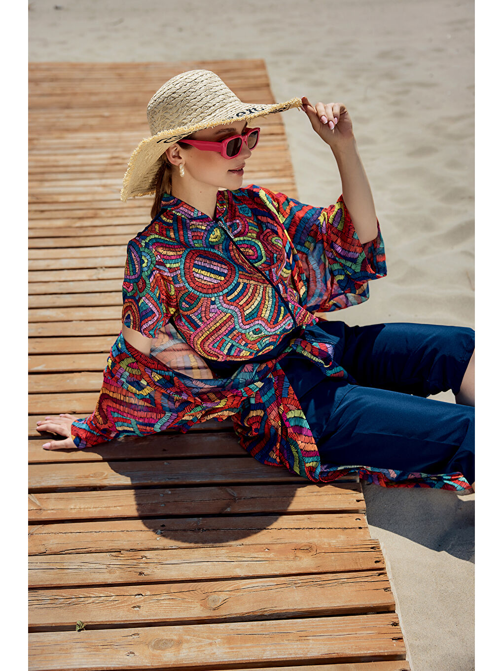 Remsa Tesettür Mayo Üzerine Tek Kaftan Kimono Pareo Lacivert01 RP029 Tuna-2