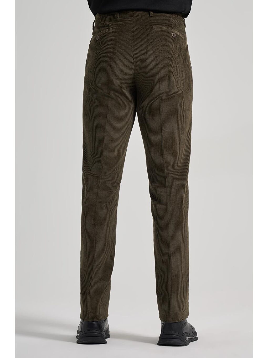 Koyu Haki Pamuklu Yandan Cepli Comfort Fit Kadife Erkek Pantolon 1003245160-4