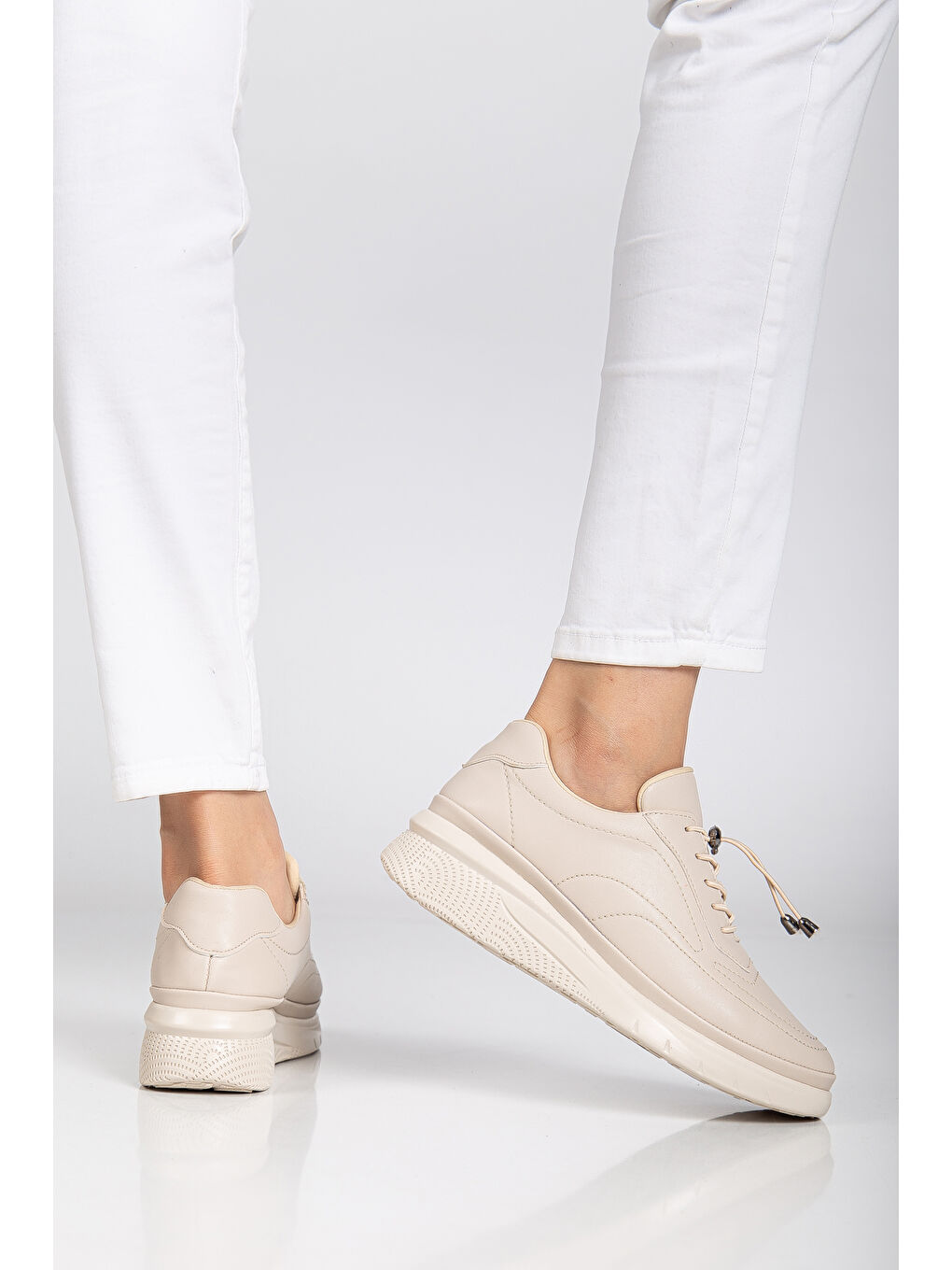 Bej D12221 Günlük Ortopedik Kadın Sneaker Spor Ayakkabı-2