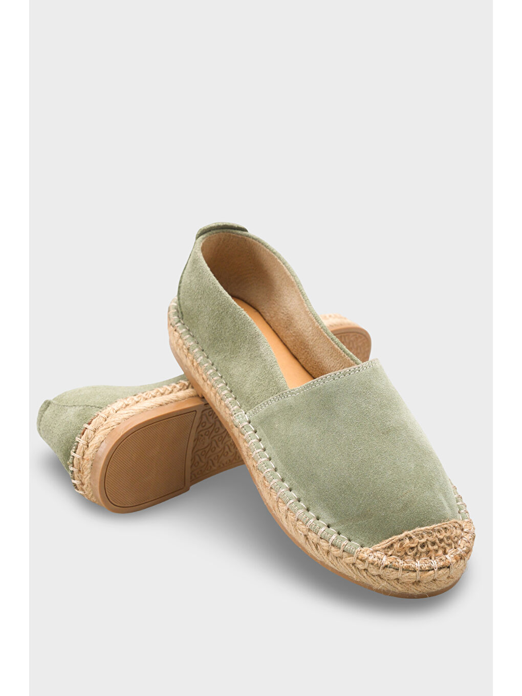 Yeşil Laurie Hakiki Deri Süet Kadın Espadril-4