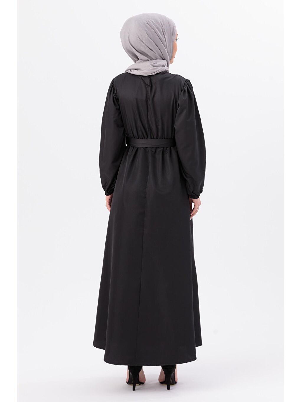 Bisiklet Yaka Kadın Siyah Elbise - 3999-5