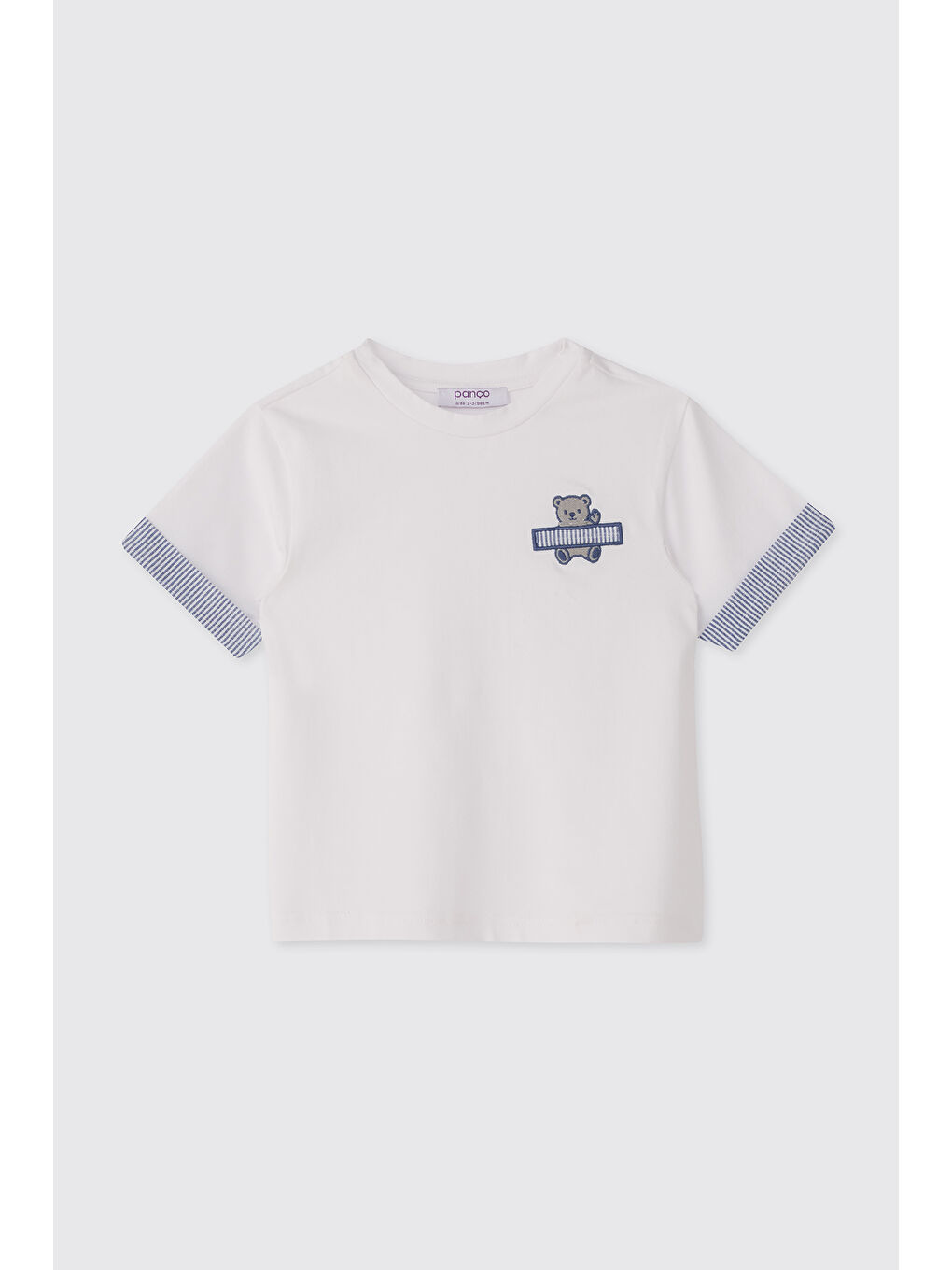 Erkek Bebek Ayıcık Figürlü Beyaz Tişört
