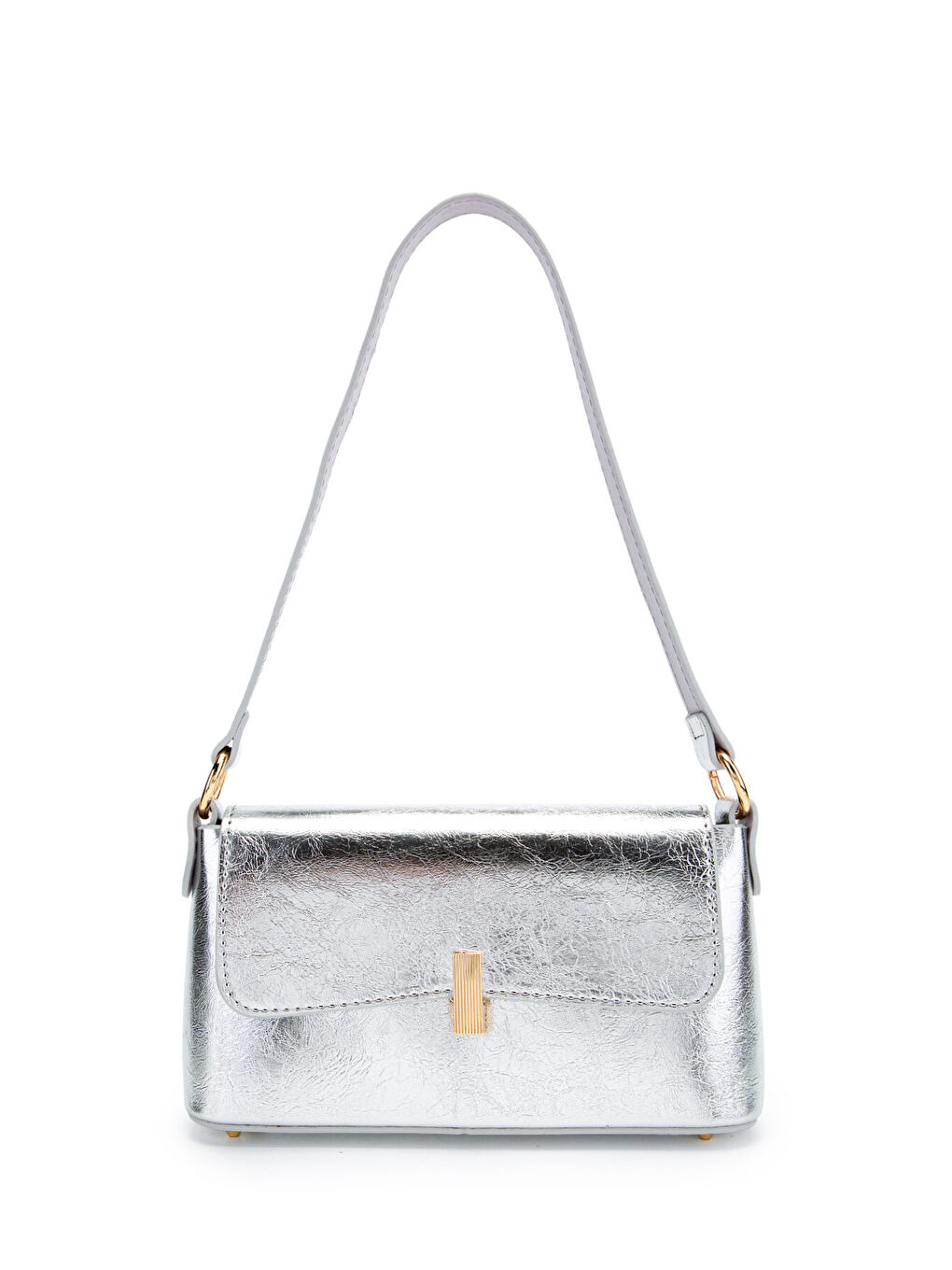 Gri Kapaklı Baget Lara Kadın El Ve Omuz Çanta Gümüş