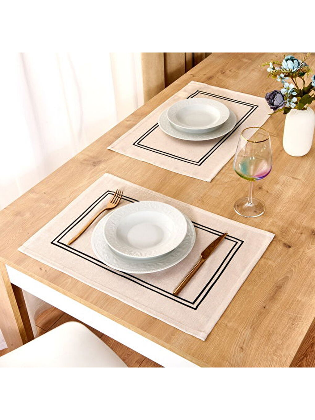 Soft Line 2'li Amerikan Servis - Ekru - 35x50 cm