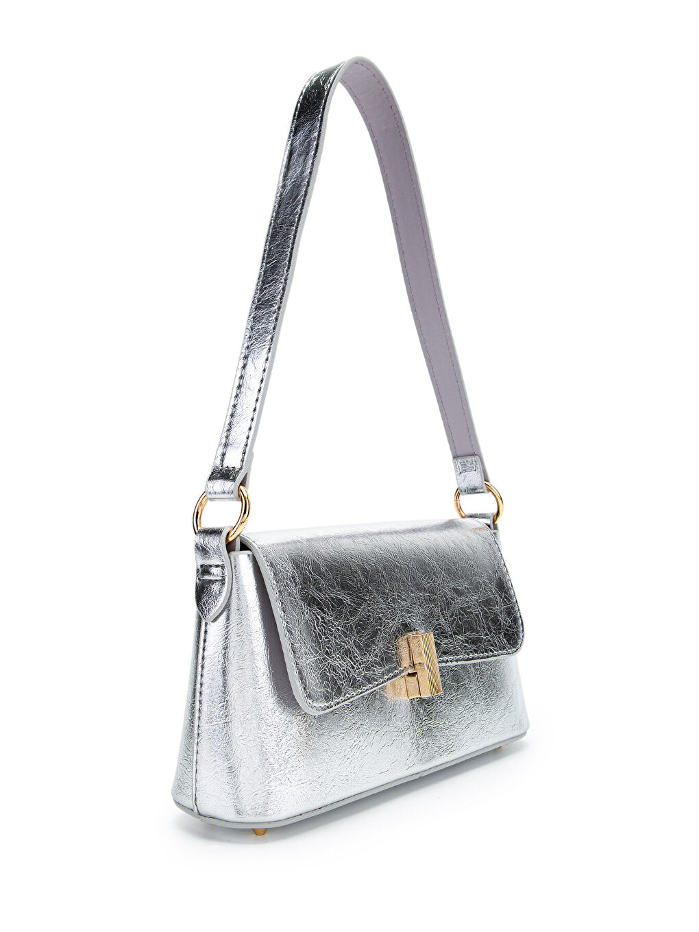 Gri Kapaklı Baget Lara Kadın El Ve Omuz Çanta Gümüş-1