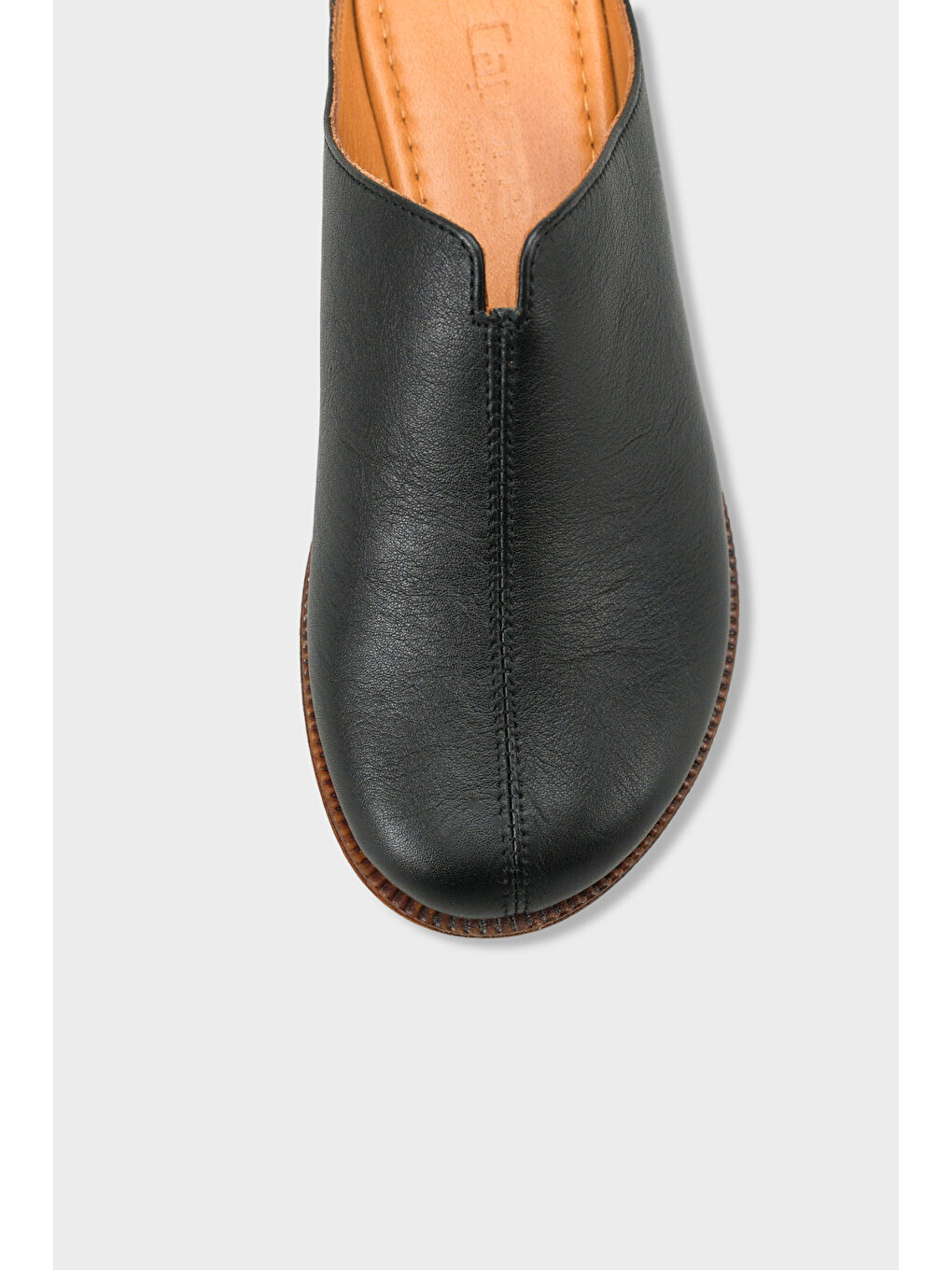 Siyah Nancey Hakiki Deri Kısa Topuklu Kadın Sabo Terlik-2