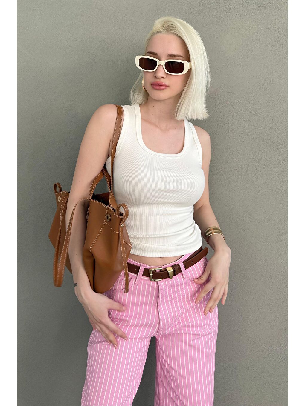 Beyaz Kalın Askılı Kadın Atlet Mg2440