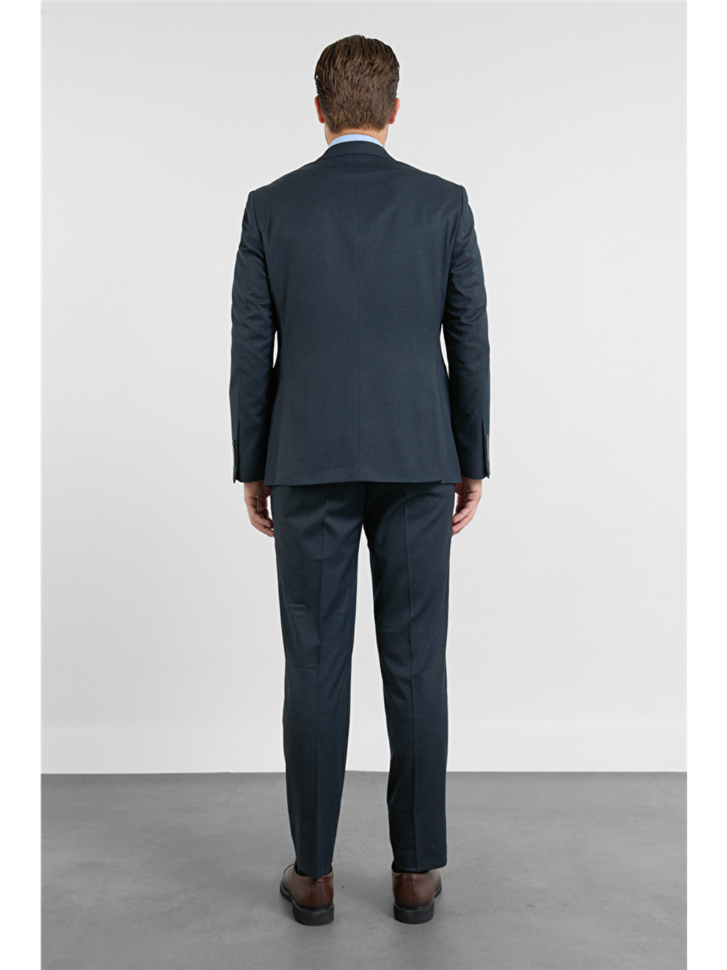 Koyu Lacivert Mono Yaka Düz Desen 6 Drop Comfort Fit Esnek Bel Takım Elbise 1001260152-5