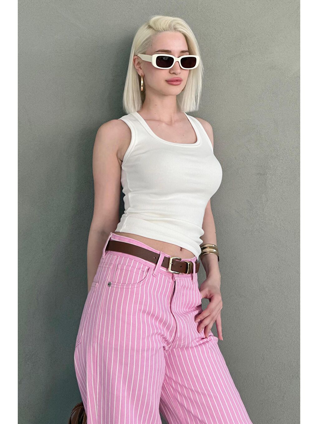 Beyaz Kalın Askılı Kadın Atlet Mg2440-3