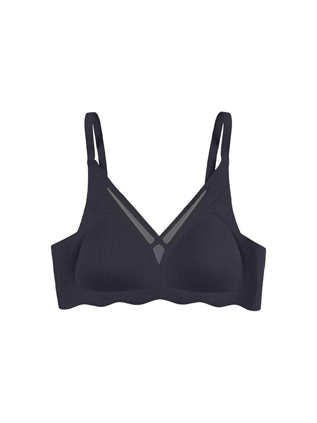 Siyah Balensiz Lazer Dikişsiz  Dilim Detaylı Dekolteli Sütyen