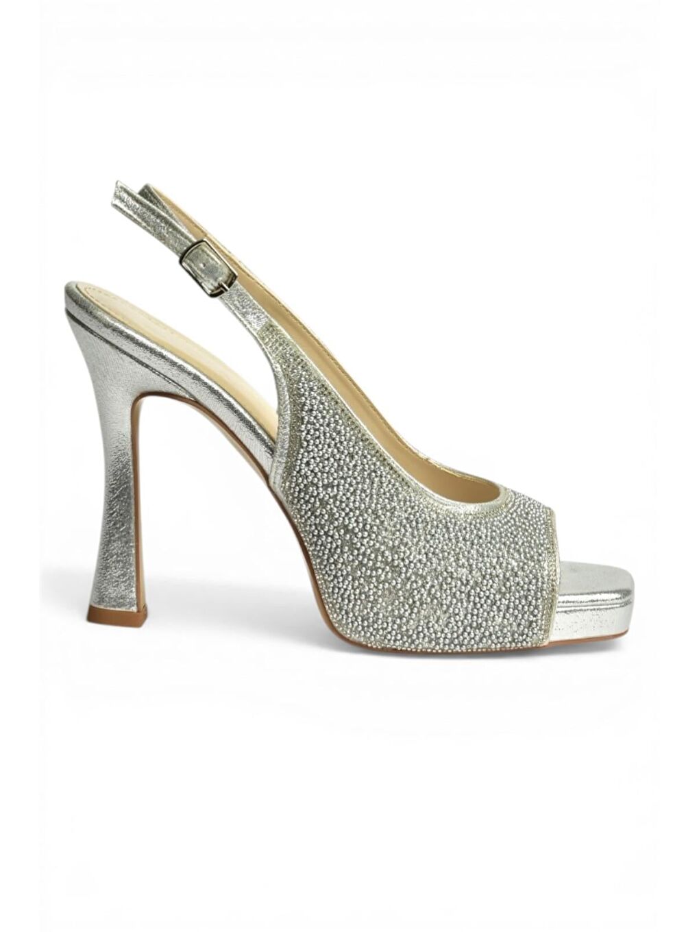 Gri Gümüş Kadın Topuklu Ayakkabı Y569925214-1