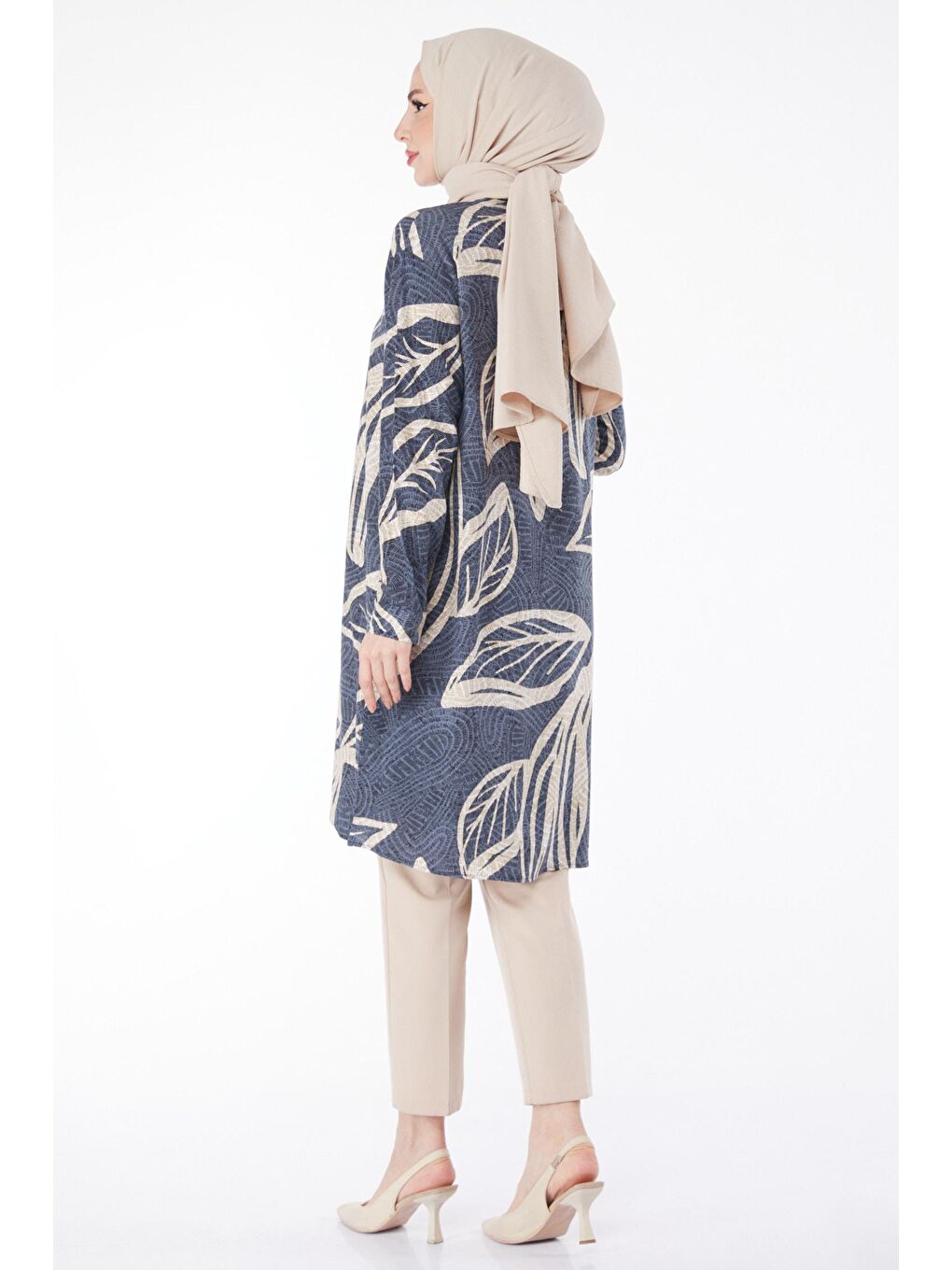 Gömlek Yaka Kadın Gri Desenli Tunik - 25040-3