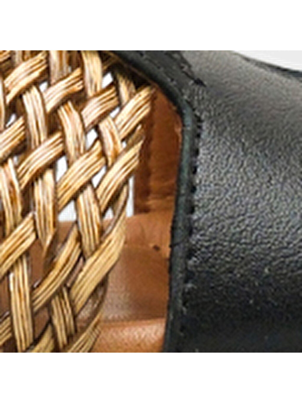 Siyah Kayla Hakiki Deri Hasırlı Düz Topuklu Kadın Terlik-6