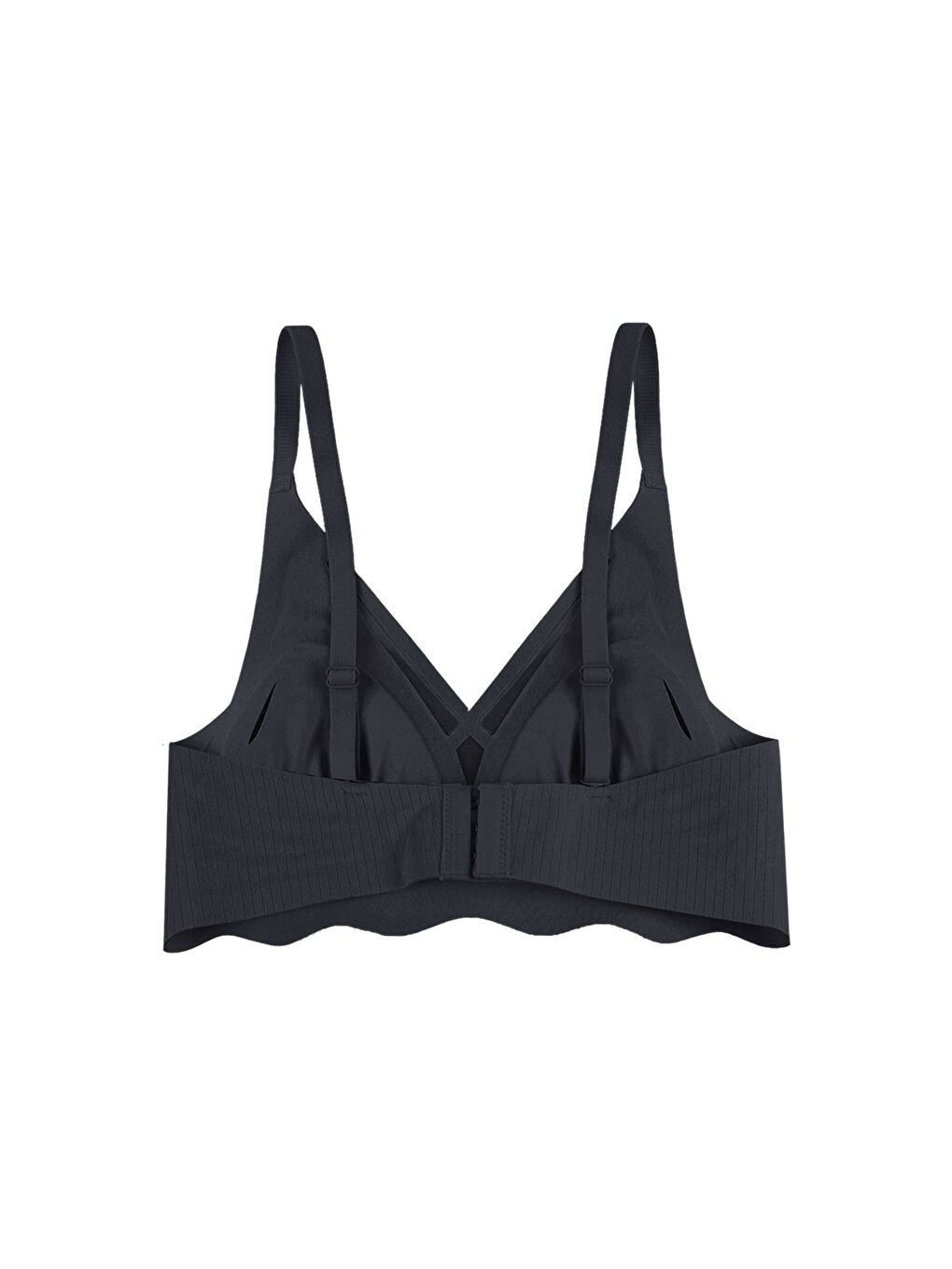 Siyah Balensiz Lazer Dikişsiz  Dilim Detaylı Dekolteli Sütyen-1