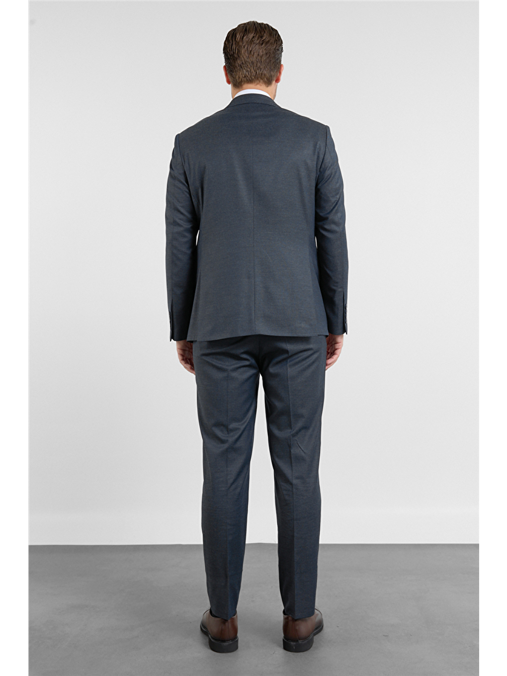 Açık Lacivert Mono Yaka Düz Desen 6 Drop Comfort Fit Esnek Bel Takım Elbise 1001260152-5