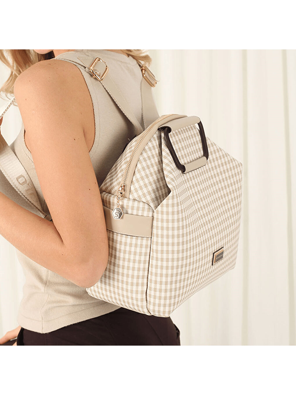 Kadın SP771-M191 SILVER POLO Sırt Çantası Kum Beji-Kum Beji-5