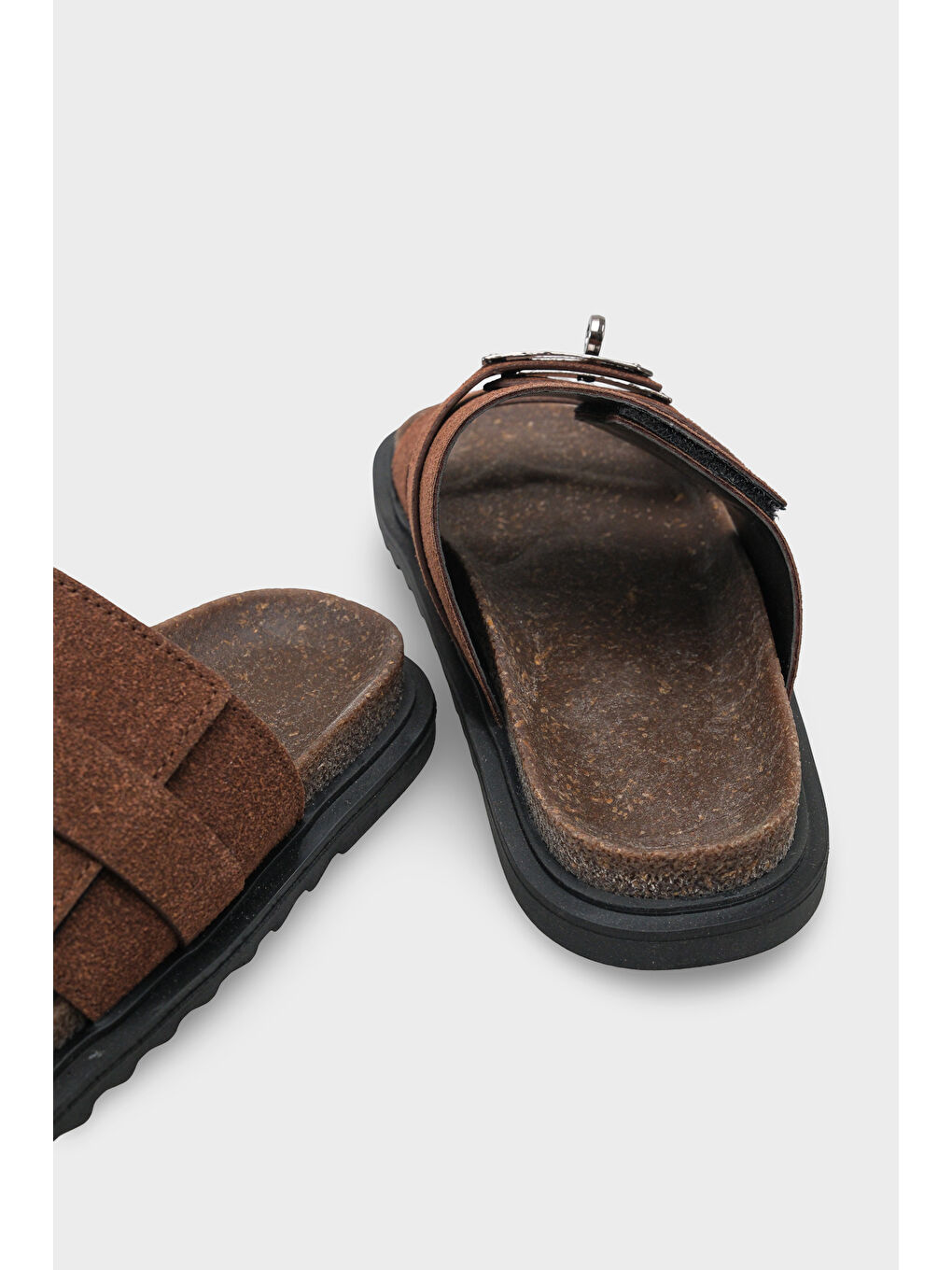 Kahverengi Regan Düz Topuklu Metal Tokalı Konfor Kadın Terlik-3