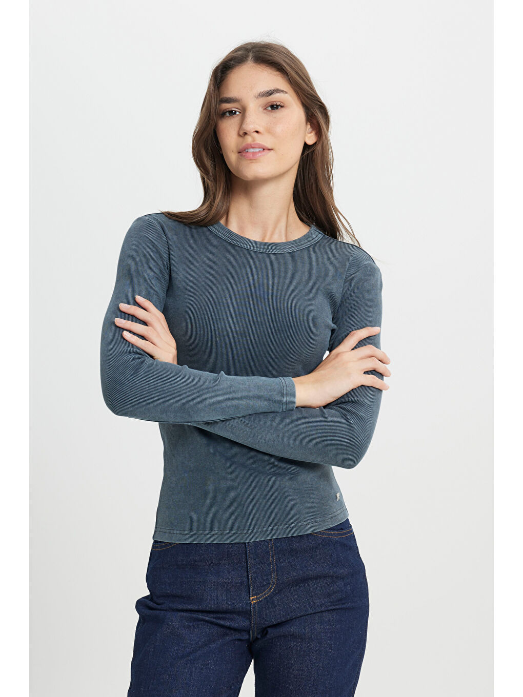 İndigo Slim Fit Dar Kesim Bisiklet Yaka Koyu Mavi Tişört