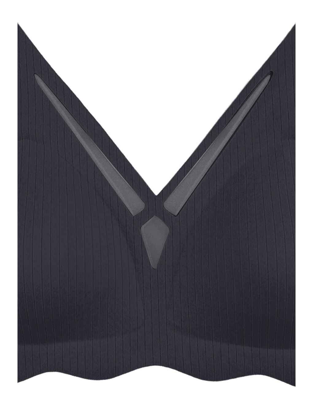 Siyah Balensiz Lazer Dikişsiz  Dilim Detaylı Dekolteli Sütyen-2