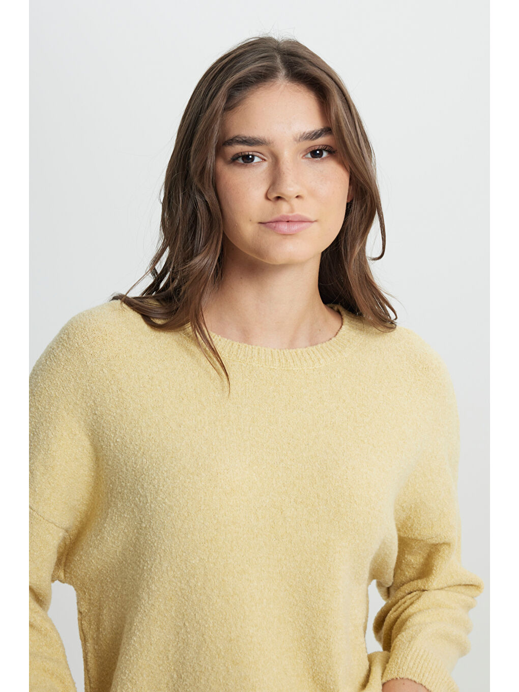 Regular Fit Normal Kesim Sarı Triko Kazak-3