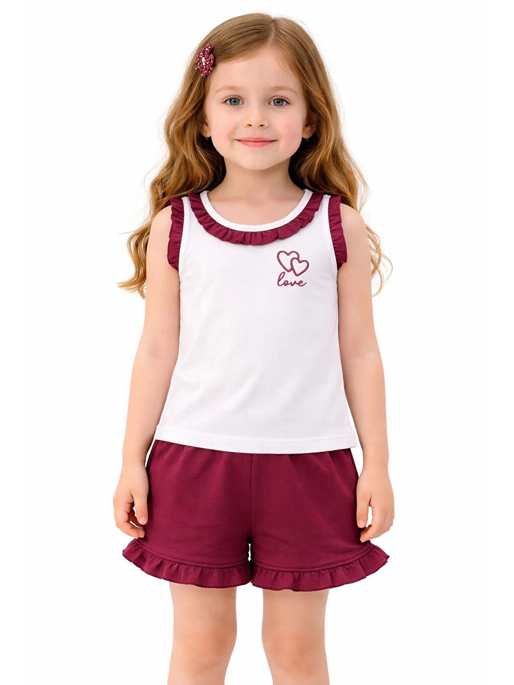 Mor Love Nakışlı Kız Takım 50364-1