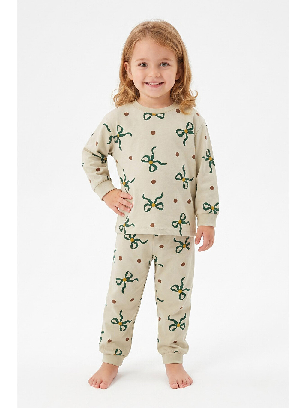 Turkuaz %100 Pamuk Ve Baskılı Kız Çocuk Pijama Takımı 9-36 Ay 12741ıs-2
