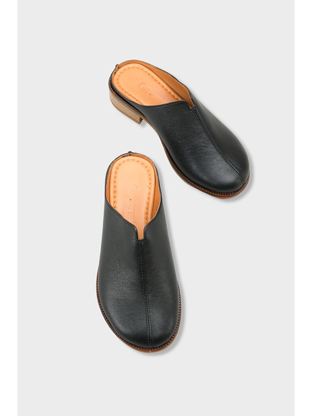 Siyah Nancey Hakiki Deri Kısa Topuklu Kadın Sabo Terlik-5