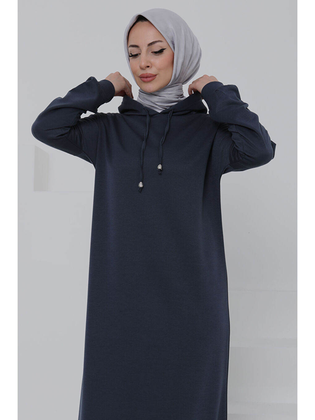 Gri Armalı Elbise Füme - 27049-3